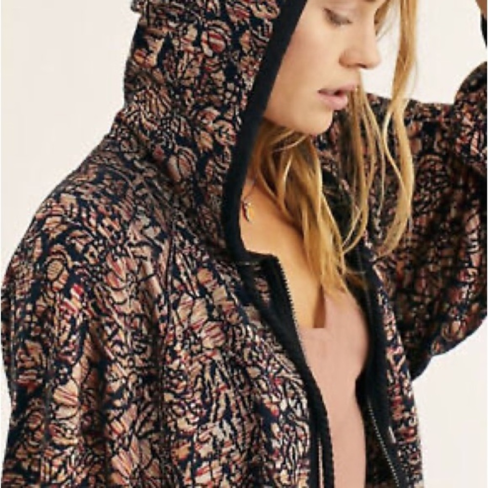 RARE NWOT Free People Field of Flower Zip Up Hoodie